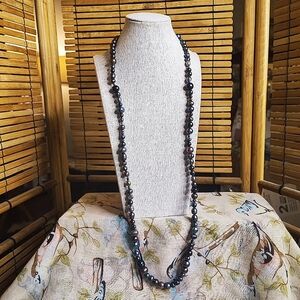 Iris & Lily Peacock Freshwater Pearls Blue Gray Purple Long Strand Necklace NWT